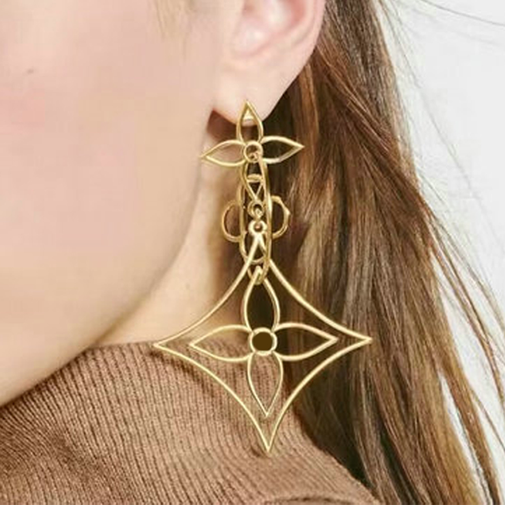 Designer womens earrings high quality jewelry fashion classic party matching charm ladies beautiful holiday gifts adjustable embellished chain gold DJ8323