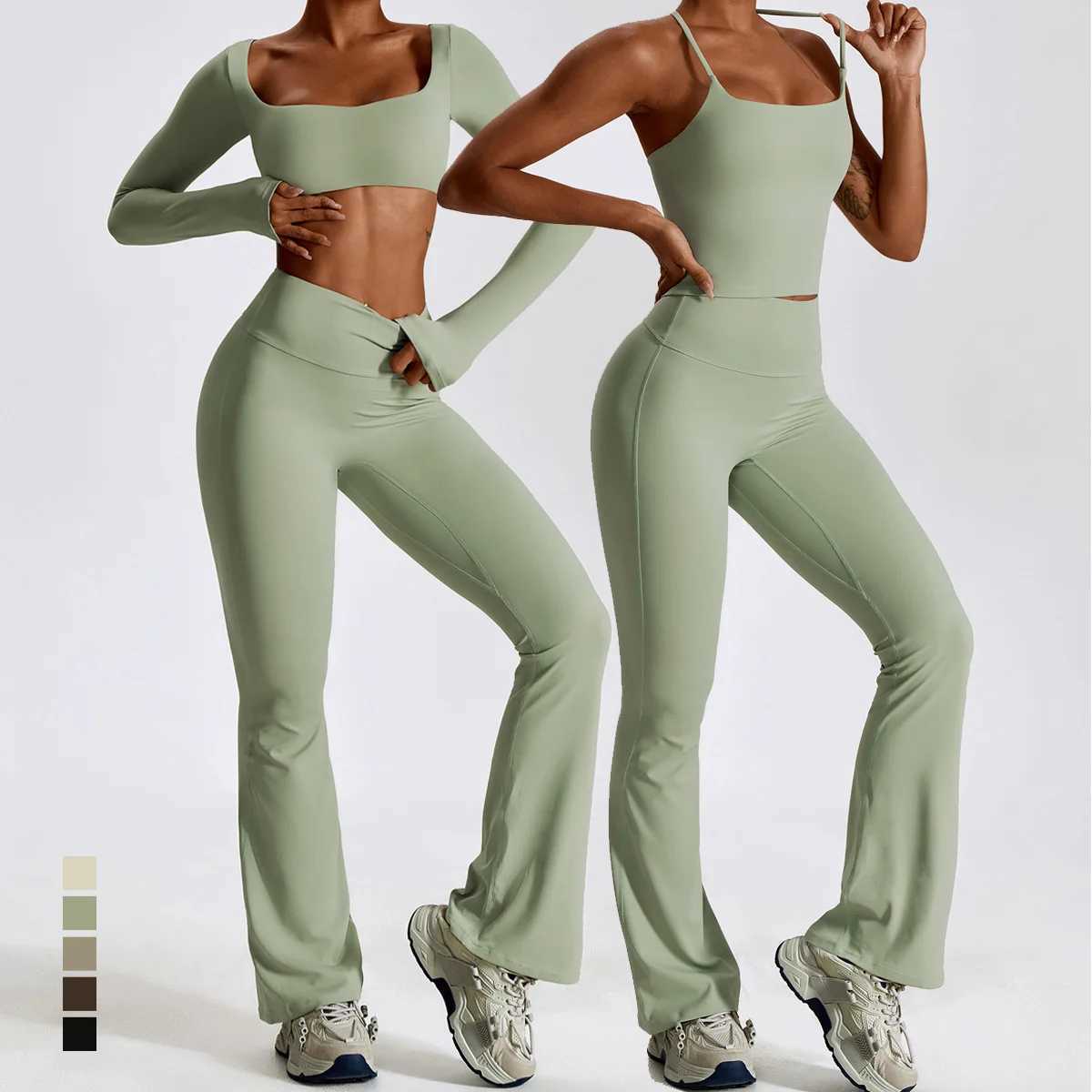 Women's Tracksuits Suit 2 Piece Womens Gym Tracksuits Sportswear Fitness Leggings Long Slve Sports Bra Running Quick Dry Female Sexy Tops Y241029