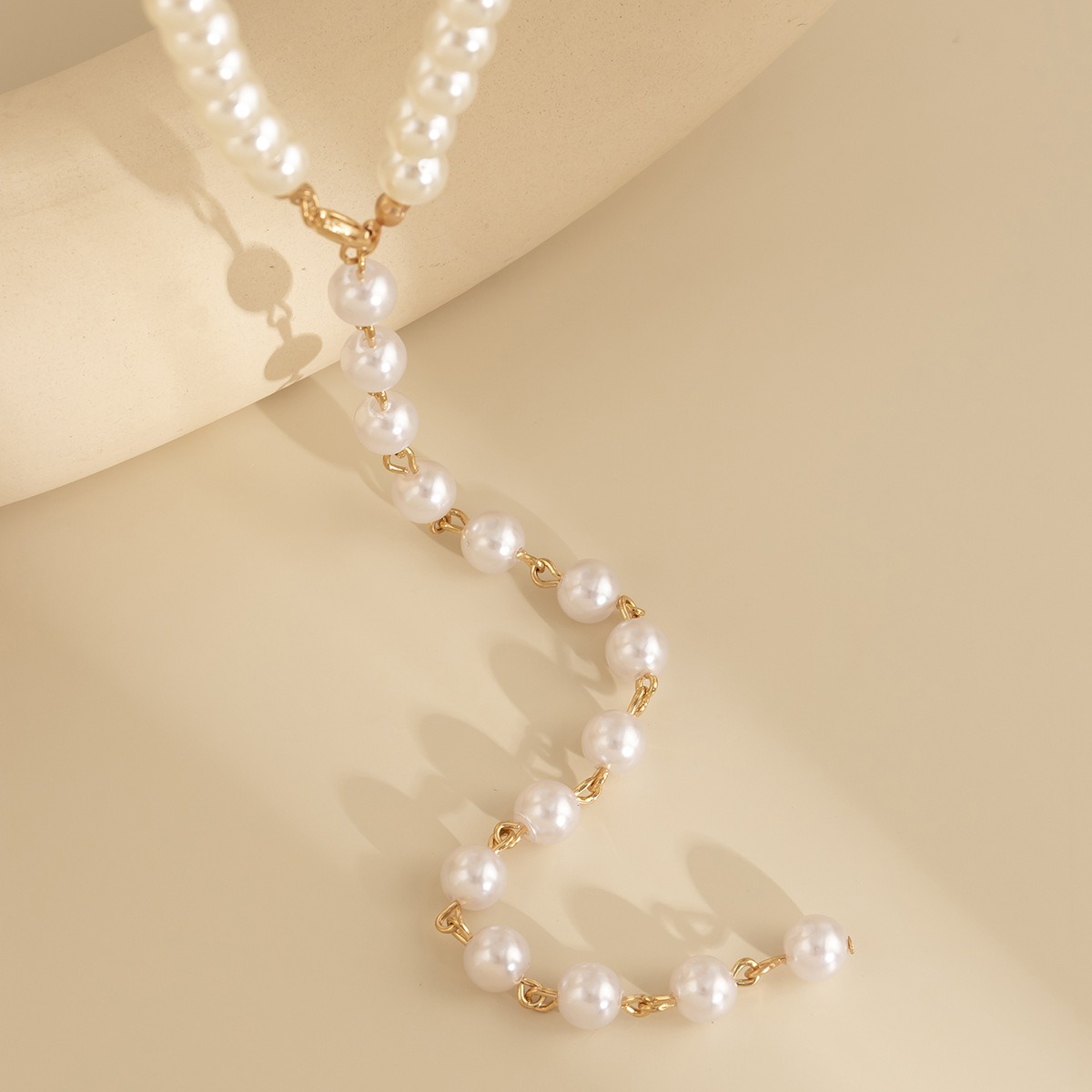 Cross Border European and American French Retro Y-shaped Bead Necklace with Temperament Long Imitation Pearl Tassel Necklace Women's Accessory