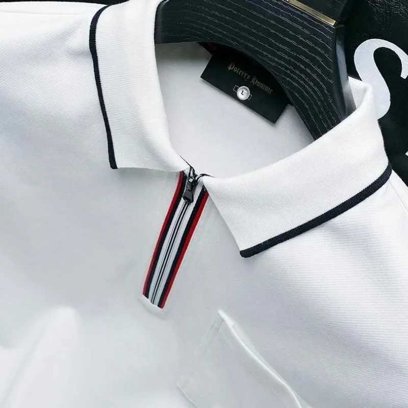 Man Sweatshirt Winter Polo T Shirt for Men White High Quality Pullovers Full Sleeve Elegant Korean Luxury Tops Long ElasticityX241028