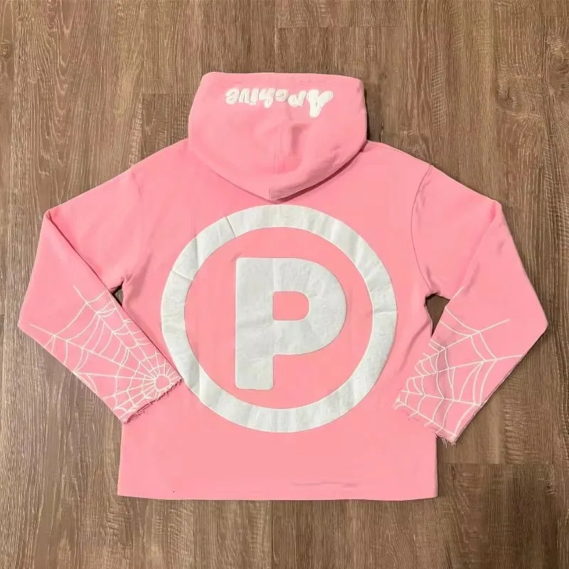 Y2k Street Fashion Hip Hop Rock Jacket Gothic Punk Retro Spider Web Printing Super Large Hoodie Mens Casual Zipper 241028