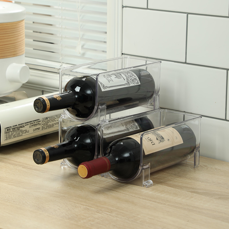 PET storage box portable simple transparent home kitchen refrigerator wine rack bottle rack desktop beer storage racks