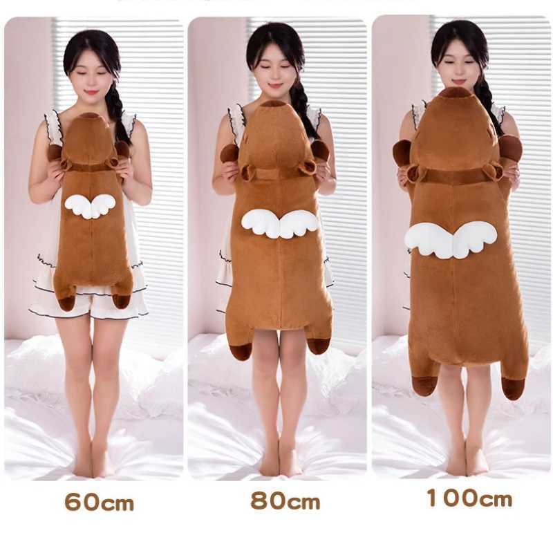 60cm-100cm Kawaii Giant Strip Capybara Plush Doll Pillow Lying Brown Orange Wings Creative Capybara Plush Toy Home Decor X241028