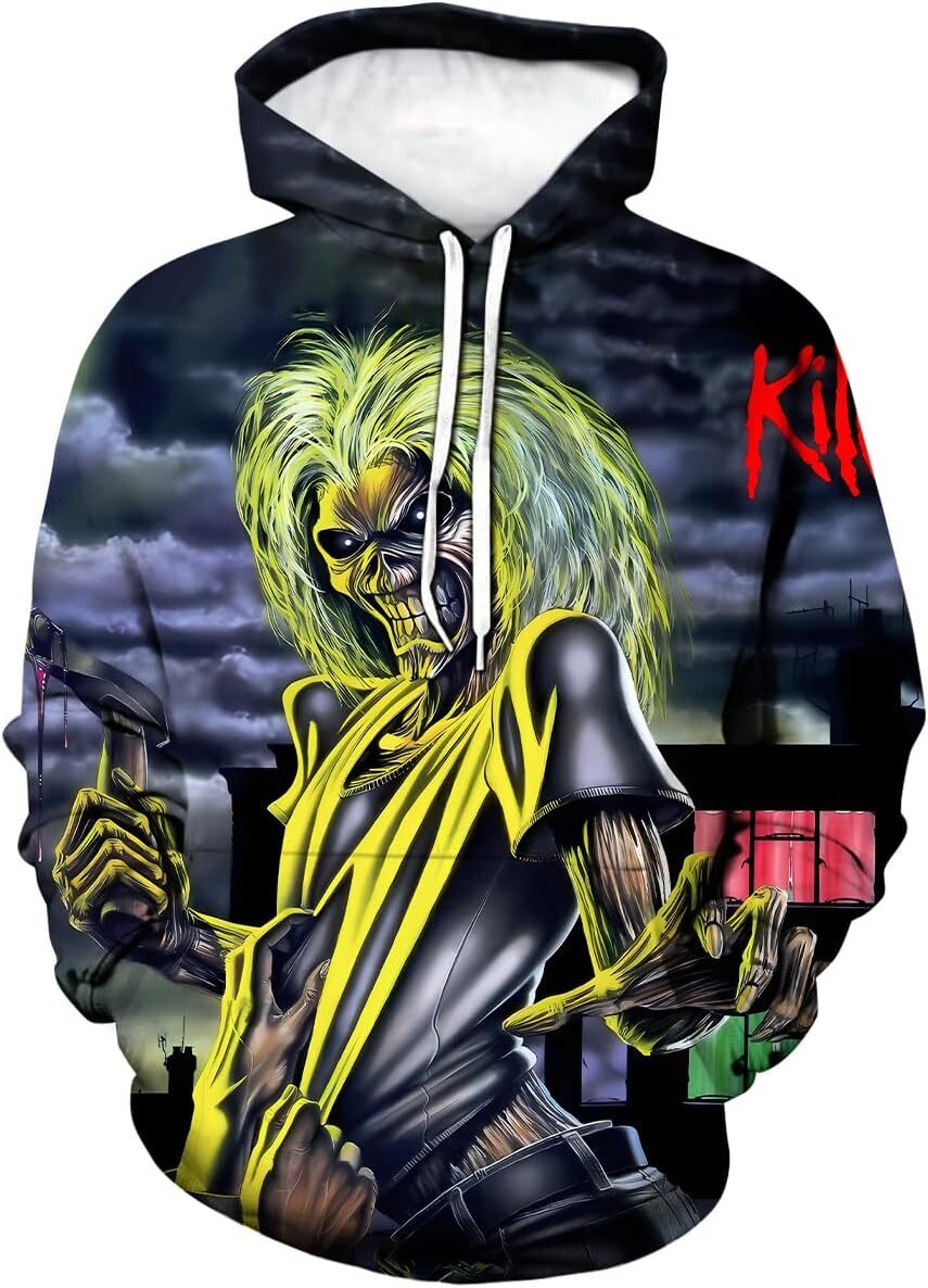 Hoodie for Mens Womens Funny Skull Sweatshirt Novelty Band Theme Hoodie Graphic Hoodies sweatshirt Fashion trend cool Pullover Long Sleeve