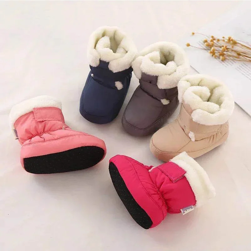 Mother Kids Baby Shoes First walkers Unisex Winter Warm Boots For Infant Faux Fur Inner Snow Toddler Prewalker Bootie 241028