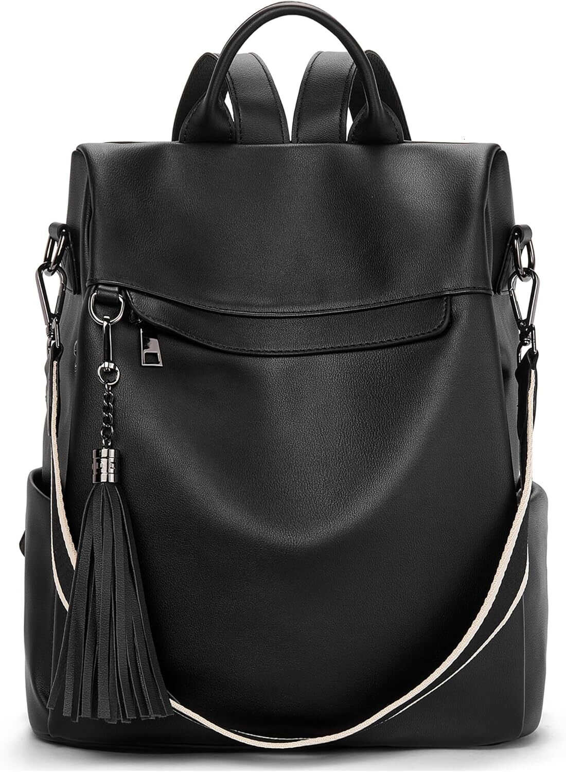 Ladies' PU leather anti-theft travel backpack wallet, shoulder bag with tassels
