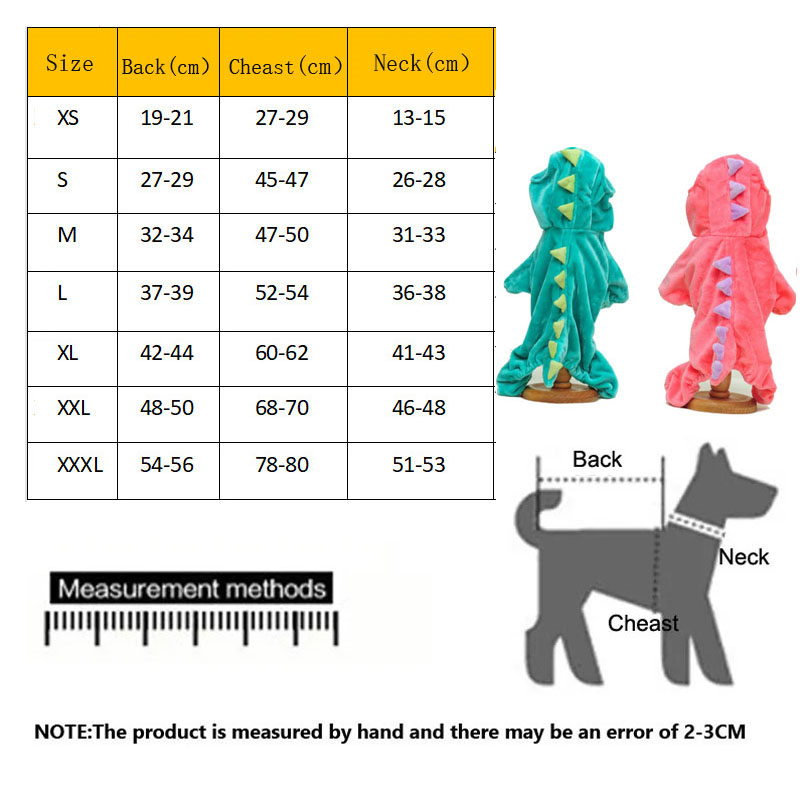 Dinosaur Dog Costume - Halloween Dog Costumes Dino Dog Clothes Cute Cat Apparel Funny Hoodie for Large Pets