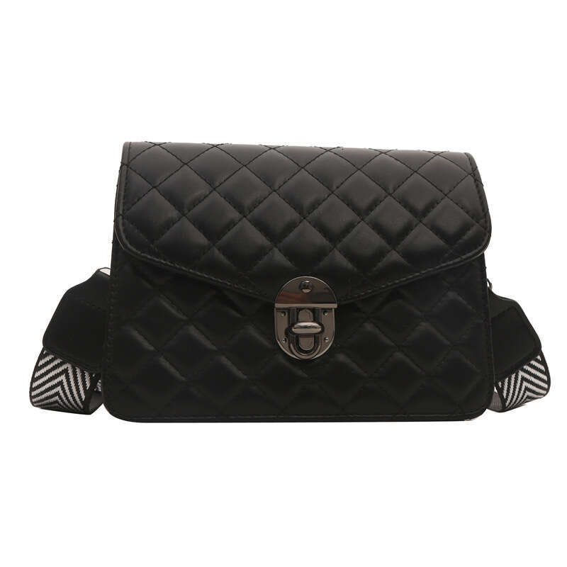 Embroidery thread women's 2024 new fashionable small square texture PU shoulder niche twist lock crossbody bag