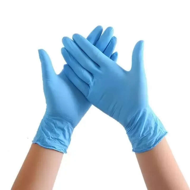 Blue Nitrile Disposable Gloves Powder Free Non Latex Pack Of 100 Pieces Anti-Skid Anti-Acid Gloves Fy9518 Ss0112
