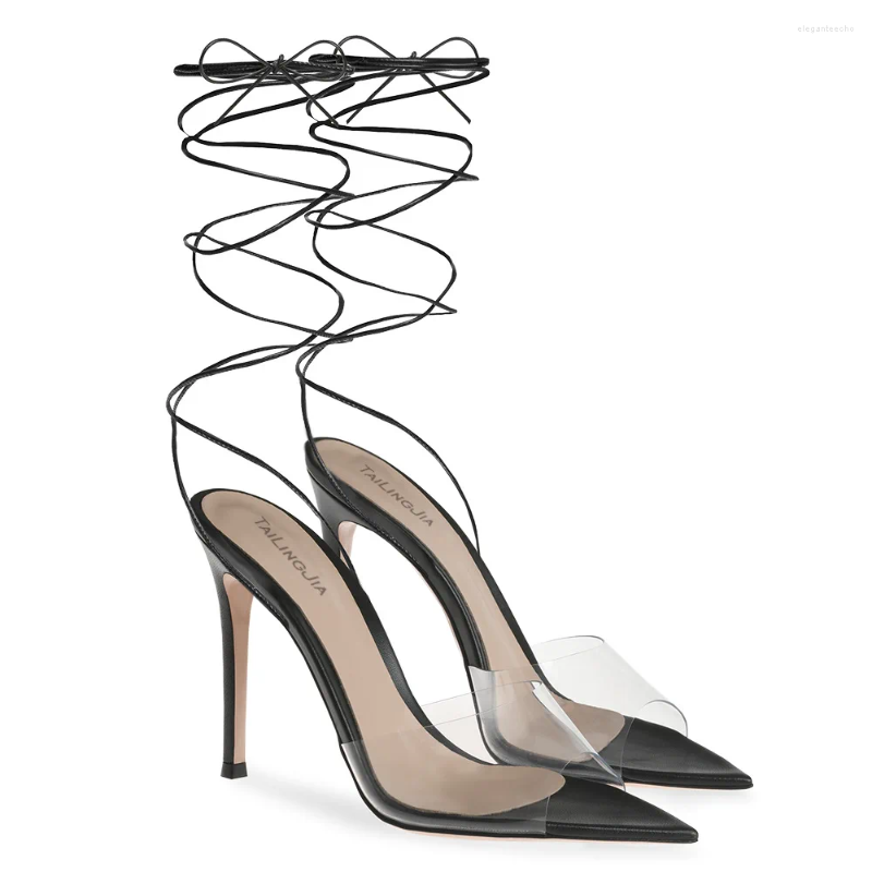 2025 S Fashion Designer Sandals Leather Women Jelly Summer Pointed Open Head Ladies Shoes Ankle Strap Sapatos Feminino Stiletto Heel Tacones Para Muje