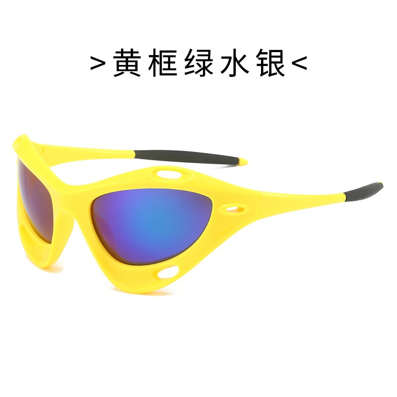 Frame Large Cat Eye Hollowed Out Ins Cross-border Men's Women's European and American Windproof Y2K Sports Cycling Sunglasses