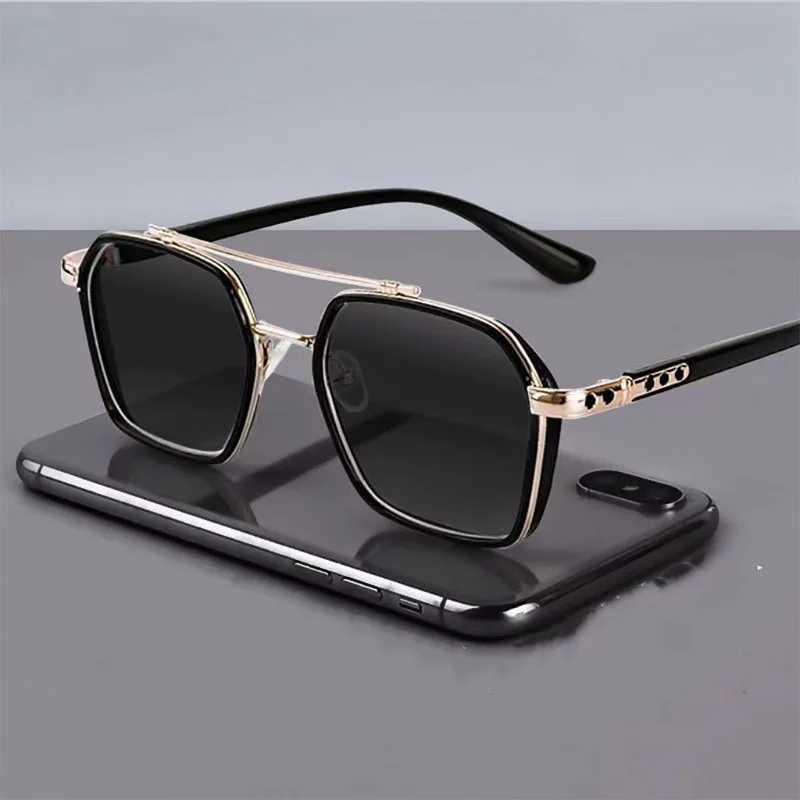 New Mens Large Frame Polygon Sunglasses Men Metal Frame Fashion Sun Glasses Outdoor Driving Fishing Eyewear UV400 Oculos De SolX241028