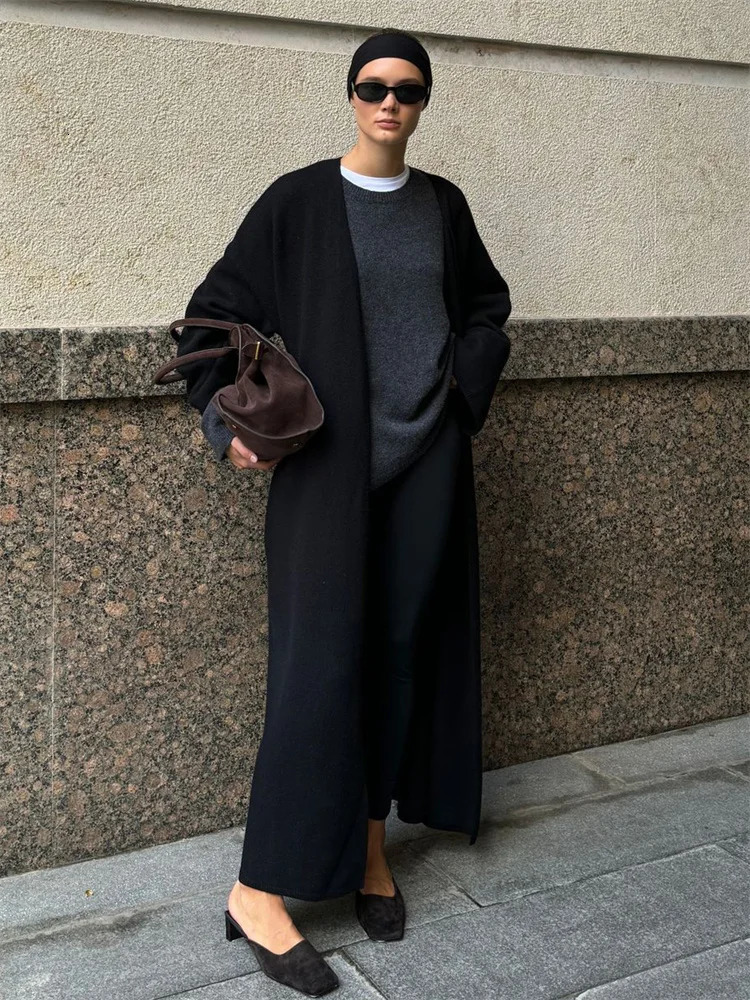 Tossy Winter Oversized Sweater Cardigan Female Loose Lace-Up Knit Long Sleeve High Waist Outwear Streetwear Women Knitwear Coat