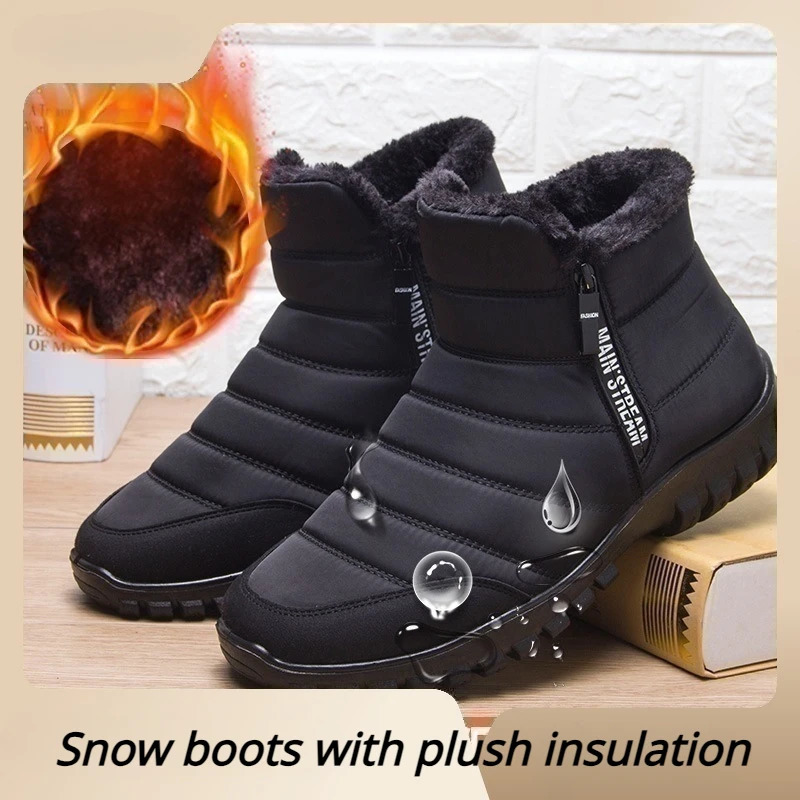 Winter Men Ankle Snow Boot Waterproof Non Slip Shoe for Casual Keep Warm Plush Plu Size Couple Footwear Chaussure Homme 241028