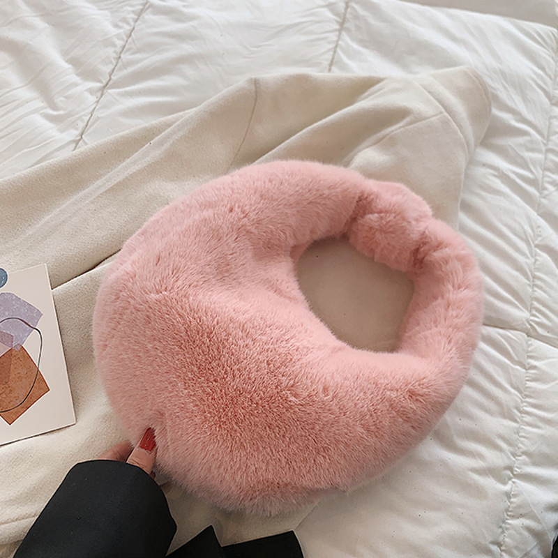 High appearance plush small female internet celebrity style, bag, hand-held fluffy cloud dumpling bag
