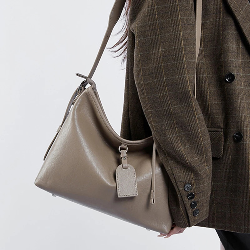 Hifashion Real Cowhide Leather Stray Shoulder Bag for Women Trend er Cross body Wallet Large Handbag 241028