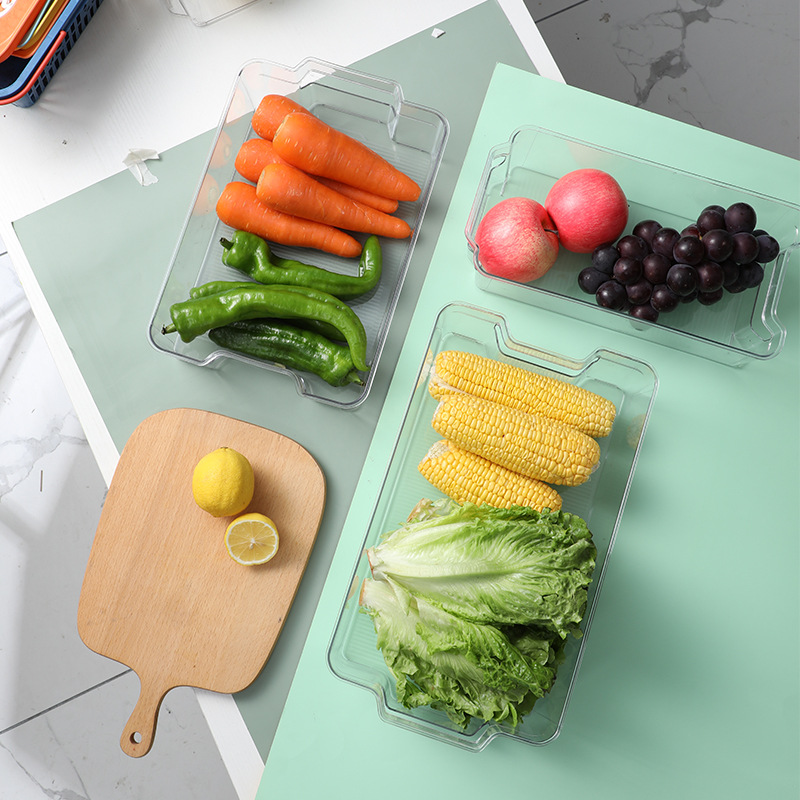Kitchenware Transparent Pull-Out Organiser Fridge Fruit & Vegetable Compartment Fresh Box Customised Food Storage Boxes