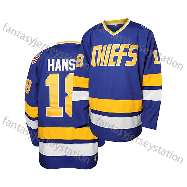 Men's Classic 16 Blue White Embroidery Breathable Ice Hockey Jersey, Training & Competition Sports Uniform CHIEFS & #16 Long Sleeve Top For Match