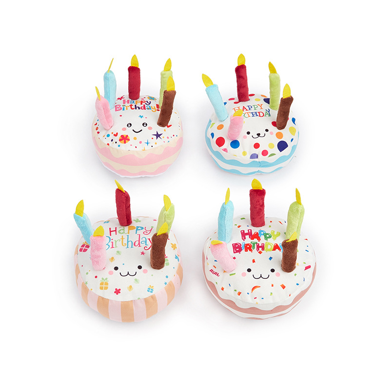 Multipet Plush 6.89-Inch Musical Birthday Cake Dog Toy Pets Birthday Payty Toys