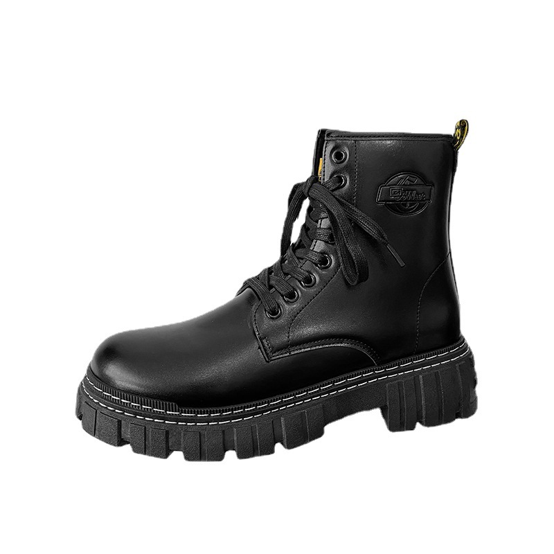 Autumn and winter new thick soled Martin boots, British style men's leather boots, height increasing men's shoes, snow men's Martin boo