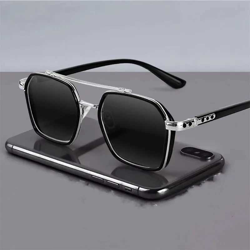 New Mens Large Frame Polygon Sunglasses Men Metal Frame Fashion Sun Glasses Outdoor Driving Fishing Eyewear UV400 Oculos De SolX241028