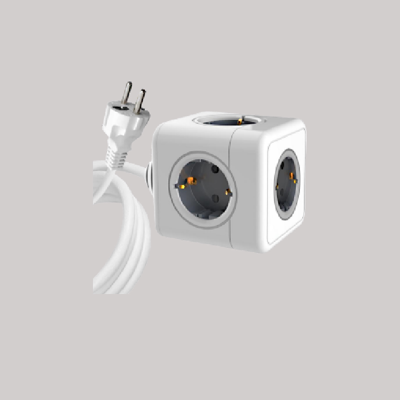 E03 OEM Multifunctional cube power extension socket 5 EU outlets with 1.5m cable for home office