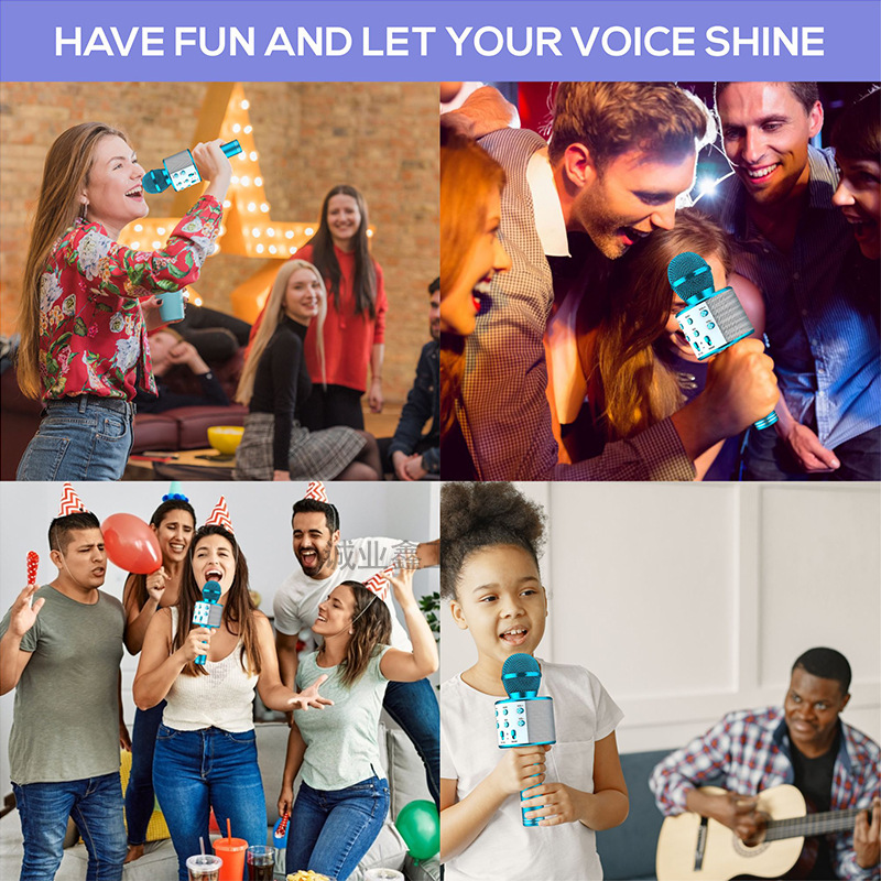 Handheld Bluetooth Microphone with Built-In Speaker for Mobile Devices - Wireless Singing & Recording Tool
