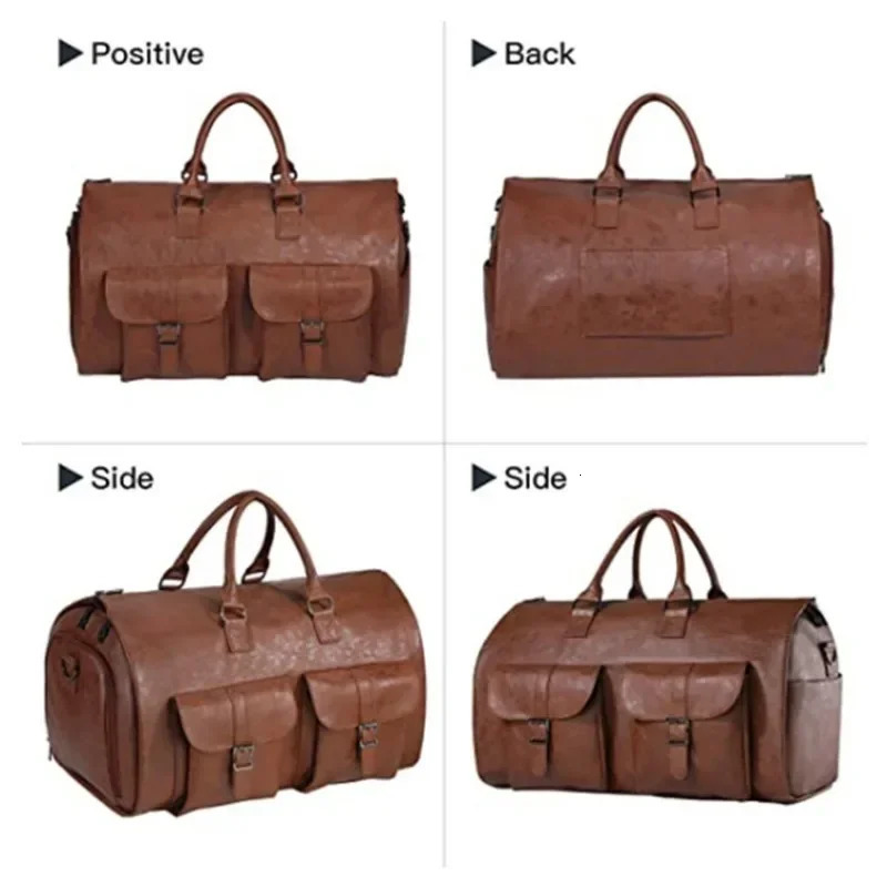 Garment Bag For Travel Convertible Carry On Garment Duffel PU Bag For Men Waterproof Large Bag 2 In 1 Suit Dress Business Travel 241028