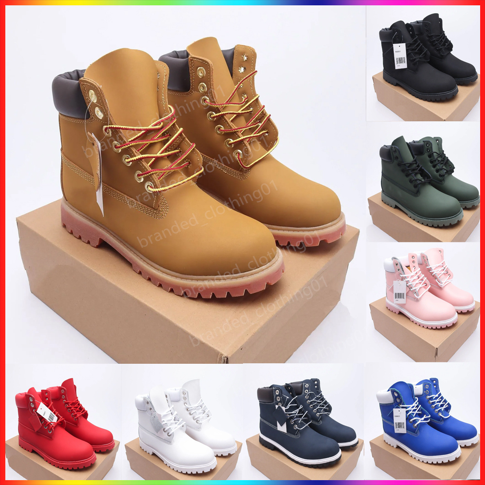 Tims Designer Outdoors for men waterproof boots classic Martin Shoes cowboyboots Rhubarb Red Blue Black Camo Military Pink Hiking motorcycle size 36-46