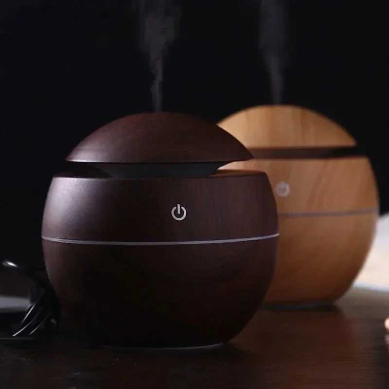 2024 New Wood Grain Vase Humidifier USB Car Close His Colorful Luminous Super Silent Humidifier Holiday Gift for Friends Y241104