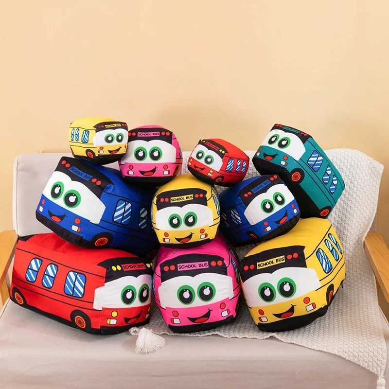 Emulational Cute School Bus Plush Toy Pillow Artificial Soft Stuffed Dolls Baby Kids Gift Cute Lovely Stuffed Dolls X241028