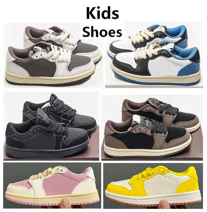 Kids Casual Shoes TS Reverse Mocha Olive Black White Pink Sneakers Children Baby Boy Girl Sports Basketball Shoes Kid Gift (No Suede)