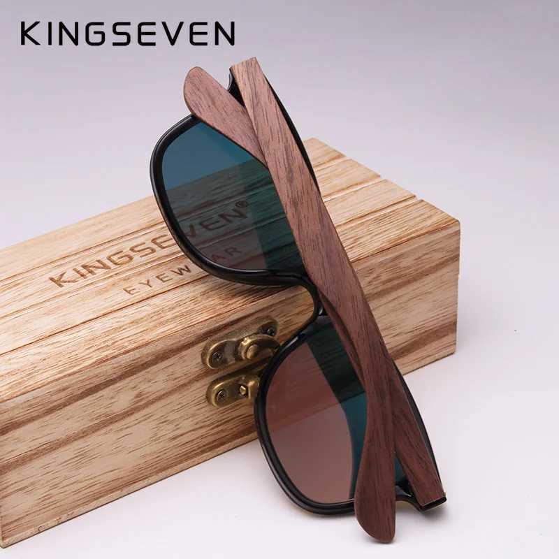 KINGSEVEN UV400 Mens Polarized Walnut Wood Handmade Sunglasses High Quality Protective Womens Glasses Gafas W241028