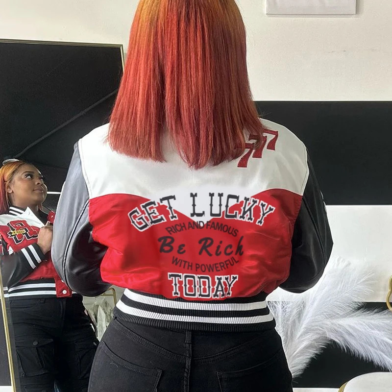 Autumn European American Trend Versatile Slim Fit Cropped Color Blocked Baseball Jacket For Women YJ24354DGO 241029