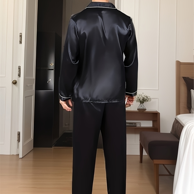 Men Pajamas Set Silk Satin Sleepwear For Man Shirt Long Sleeve Pijama Male Winter Sleeping Home Night Wear Big Size Loungewear y241017