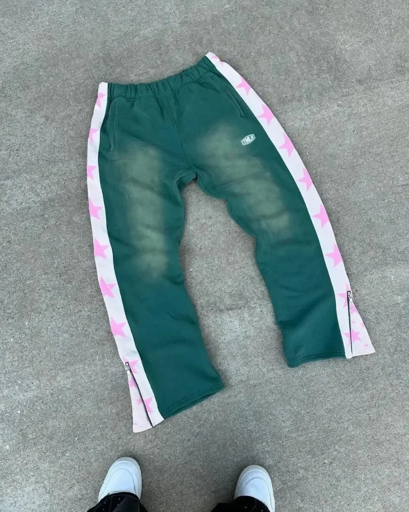 Y2K Fashion Simple Striped Casual Pants for Men and Women Retro Harajuku Loose Straight Pants High Waist Loose Hip Hop Sweatpant 241029