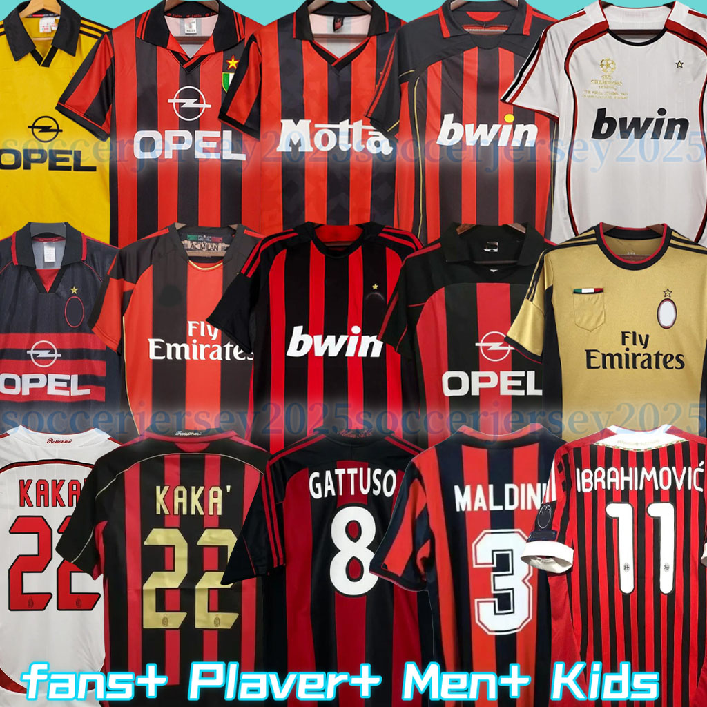AC KAKA Retro soccer jerseys 95 96 02 03 04 05 06 07 08 09 10 11 12 13 14 15 MILAN IBRAHIMOVIC WEAH Maldini football shirts PIRLO BAGGIO jersey Home away