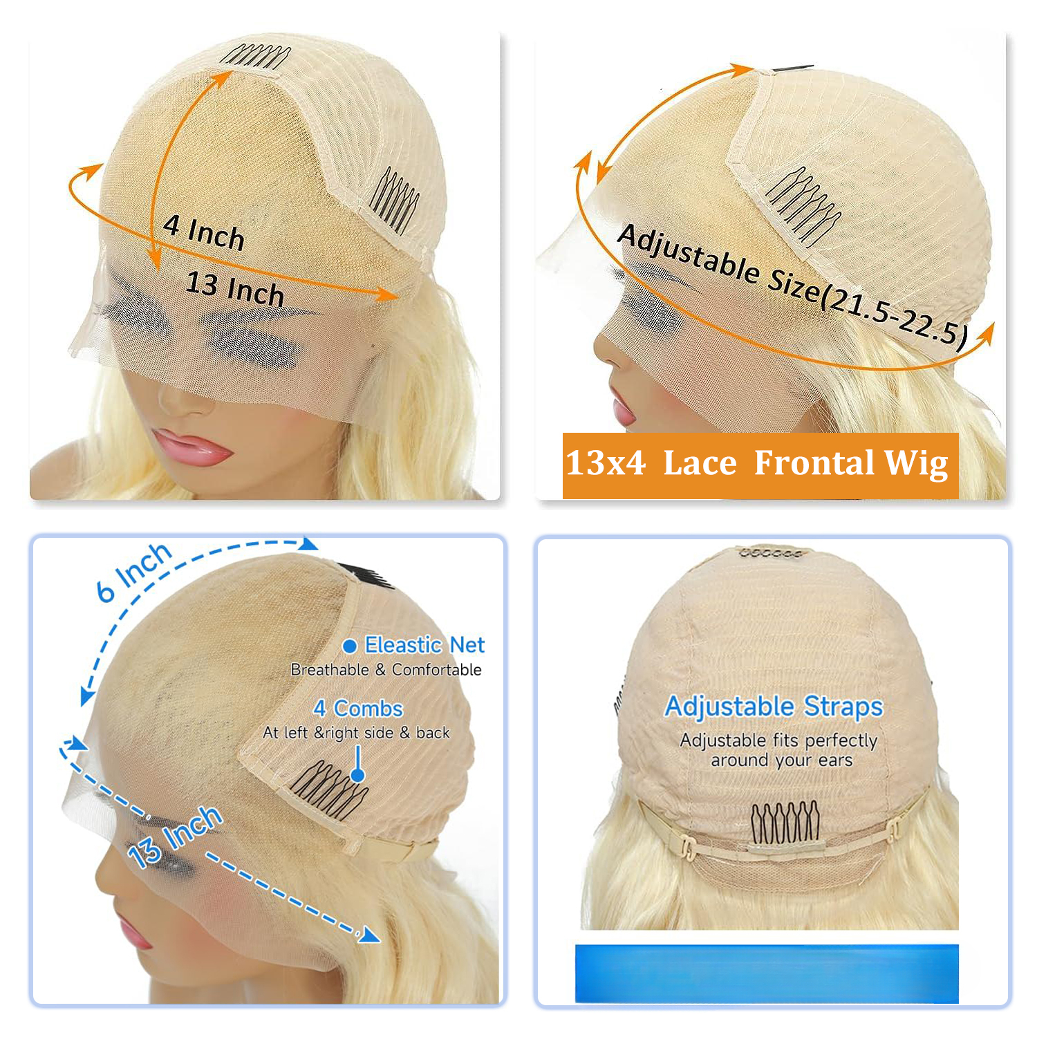 Free shipping Brazilian Ombre 613 Honey Blonde Lace Front Human Hair Wigs For Women Cheap 13x4 Short Wavy Bob Wig 10 14 Inch Preplucked