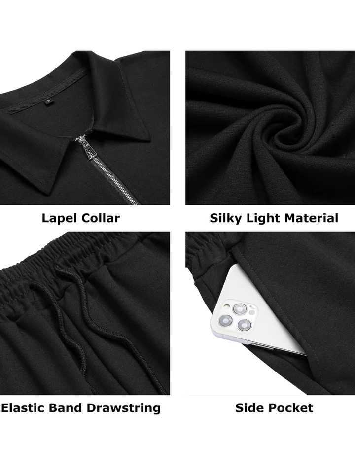 Summer Fashion Mens Brown Printed Polo Shirt And Shorts 2 Piece Zipper Sweatshirt Set Oversized Vacation T-Shirt Suit ClothingXJ250218