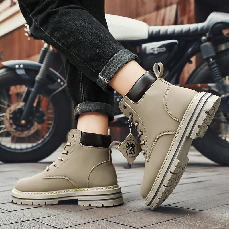 Boots for Men Green Platform Casual Laceup Ankle Work Plus Size 48 Botas Para Hombre 241028