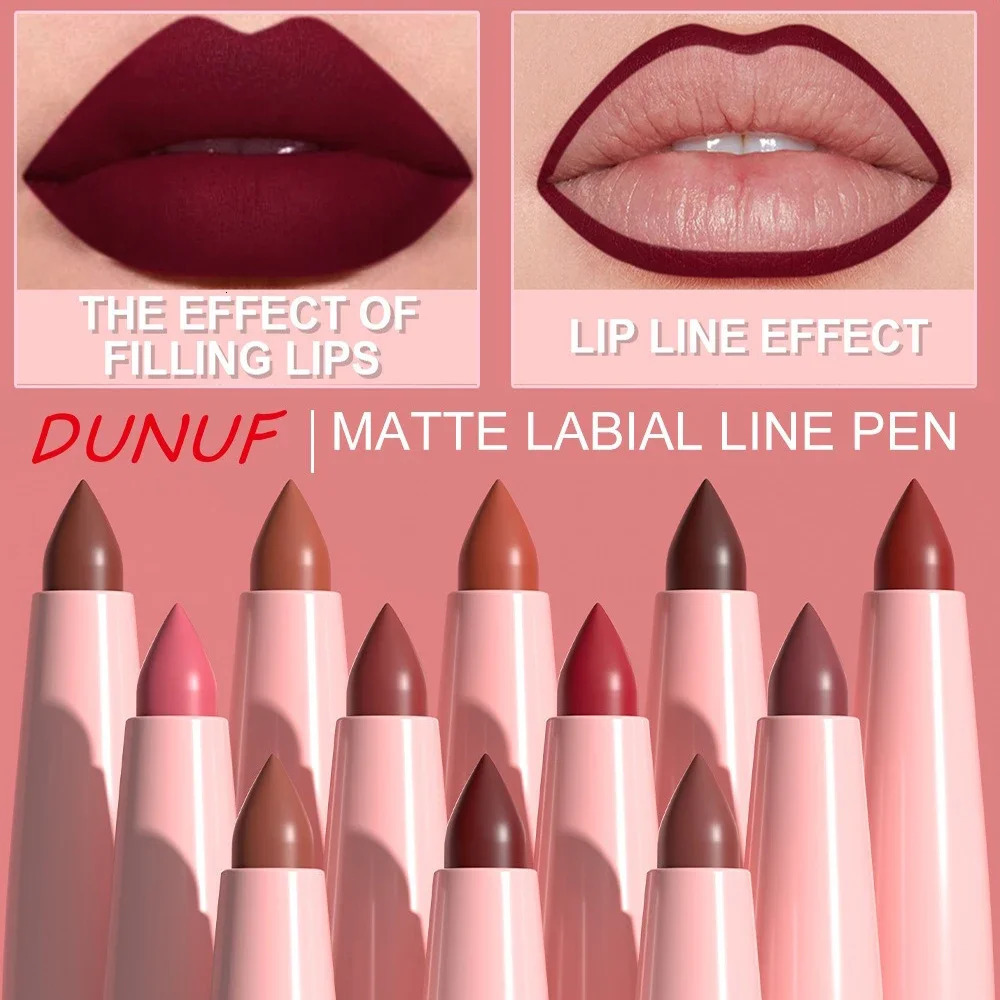 6PC Velvet Matte Lipstick Pen Nude Brown Lip Liner Pencil Kit Smooth Rose Red Pigment Waterproof Long Lasting Dye Cheek Lip Tint 241028