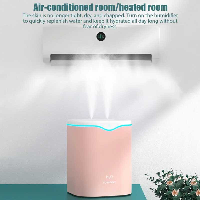 New USB humidifier with silent dual spray and large capacity for home use equipped with LED lights and air conditioning Ro air humidifier spray Y24110