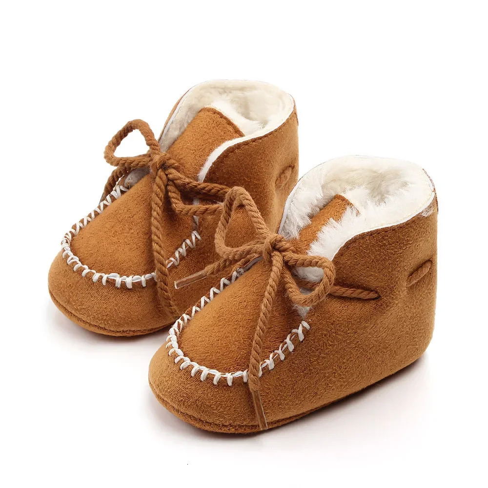 Winter Plush Thick Baby Boots Warm Toddler Snow Boots Non-slip Soft Sole First Walkers born Infant Crib Shoes 241028