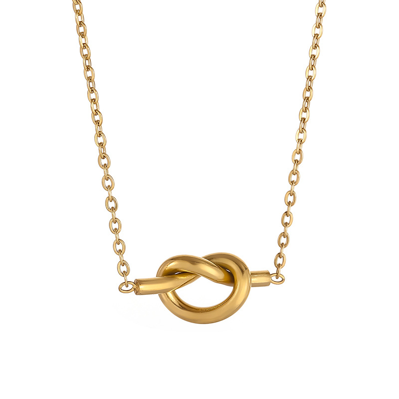 Designer Jewellery High Quality Waterproof 18K Gold Plated Stainless Steel Knot Pendant Necklace for Special Occasions Gift Textured Elegant Accessory