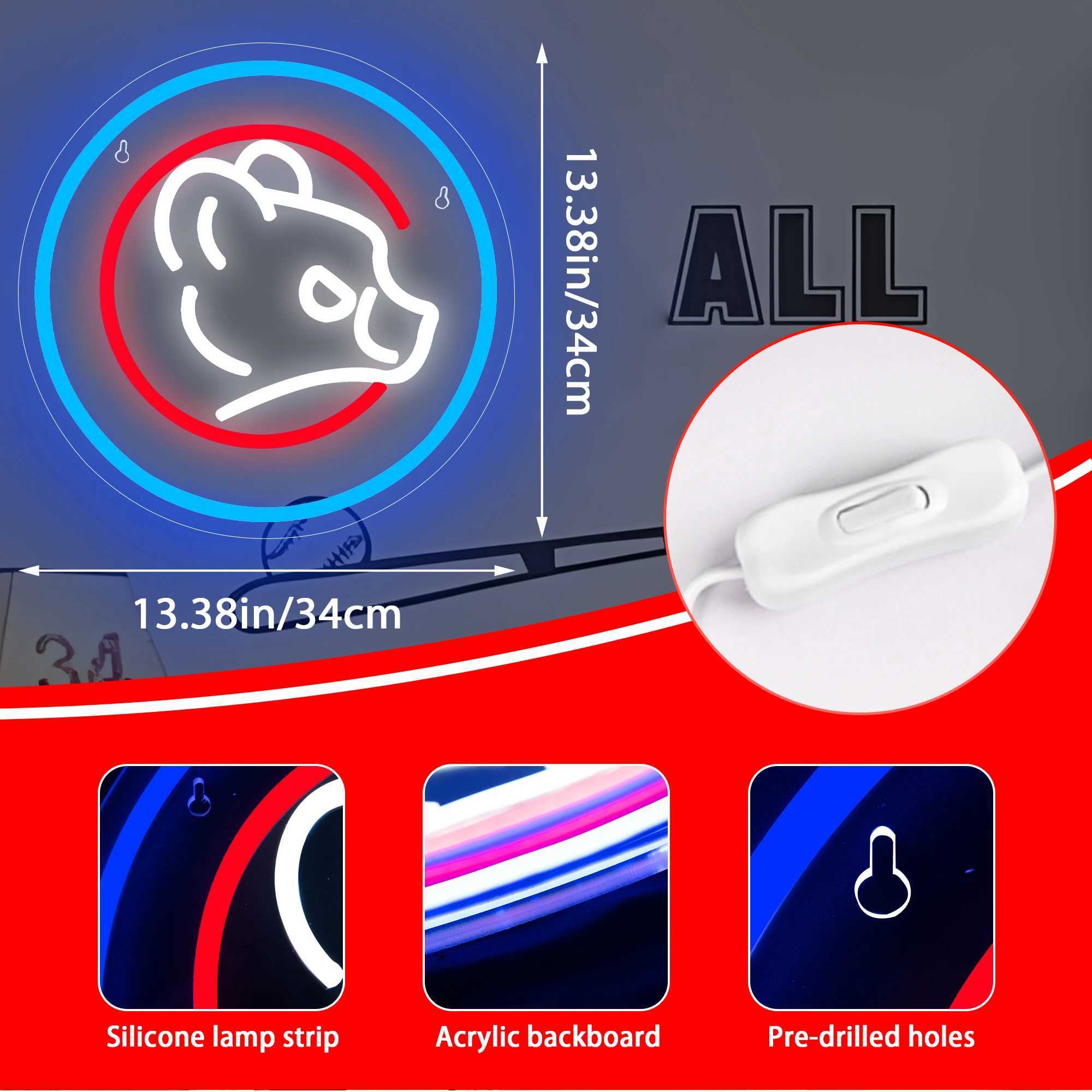 Baseball neon lights Sign Cubs team lights baseball LED neon wall lights used for sports neon lights baseball decoration for club baseball fans X24102