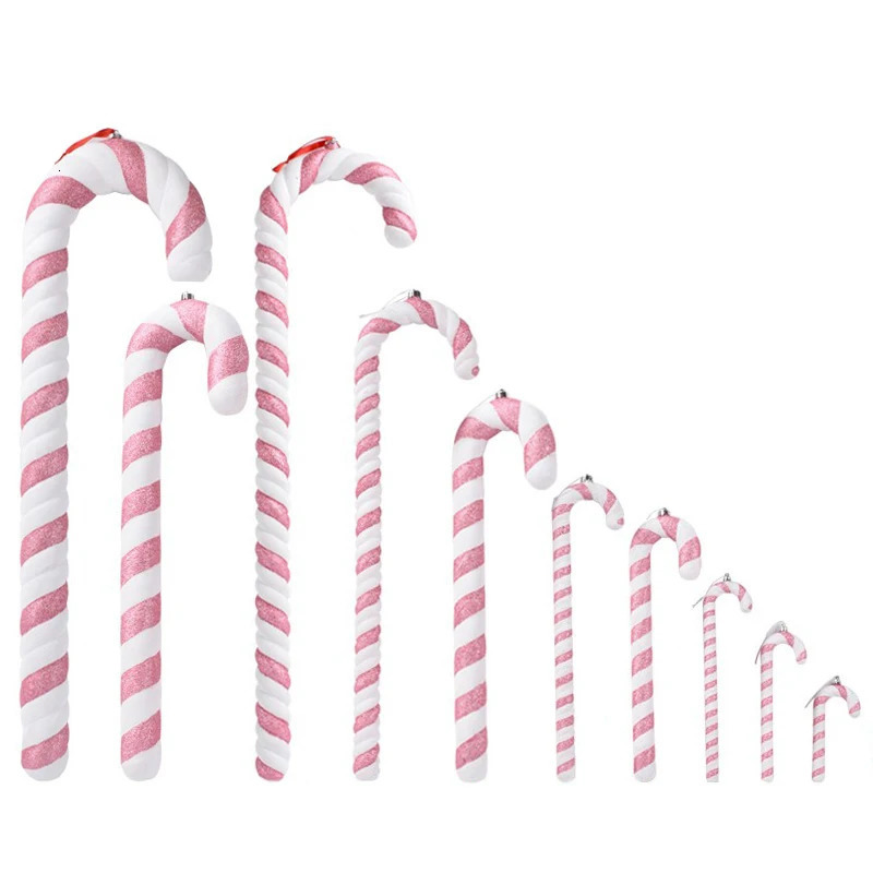 16-43cm Christmas Pink Ornament Dance Performance Cane Pink Candy Props Pographic Wedding Christmas Tree Candy Cane Pendant 241028