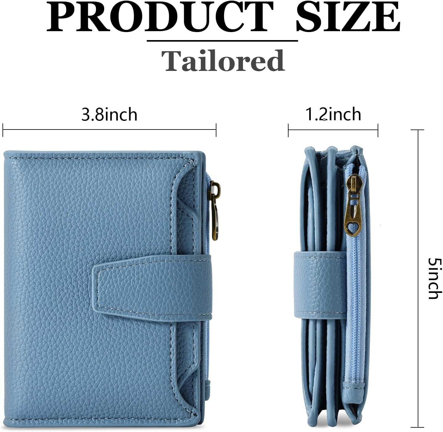 Airkit Leather Small Women's Double Fold Compact RFID Shielded Credit Card Clip, Girls' Mini Travel Pocket Passport Wallet, Comes with 4 ID 