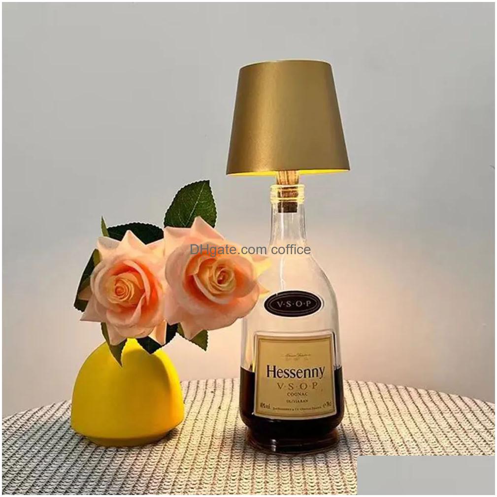 Other Home Garden Wireless Desk Lamp Creative Wine Bottle Detachable Portable Charging Atmosphere Decorative Bedside E Drop Delivery Otli7