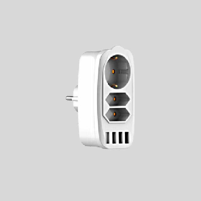 OEM 3 Way EU Standard Socket Power Socket 16A 250V European Power Board Wall Charger with 4 USB Ports Multifunction Plug