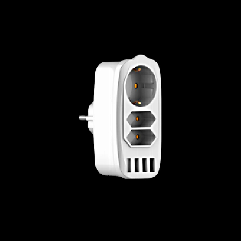 OEM 3 Way EU Standard Socket Power Socket 16A 250V European Power Board Wall Charger with 4 USB Ports Multifunction Plug